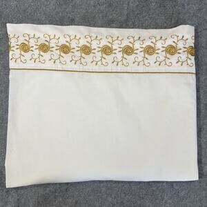 Vtg WAMSUTTA Superlin Standard Twin‎ Flat Sheet No Iron 70s USA Gold White